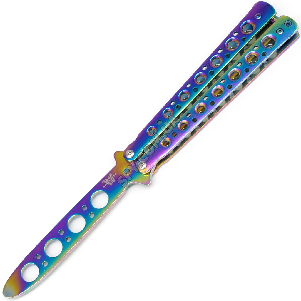 Нож бабочка тренировочный, тупой (не острый) "Benchmade" градиент, разноцветный