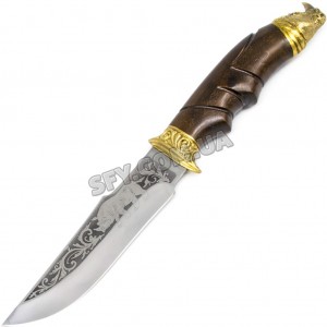 Нож эксклюзивный ручной работы "Носорог" с литьём, кожаные ножны